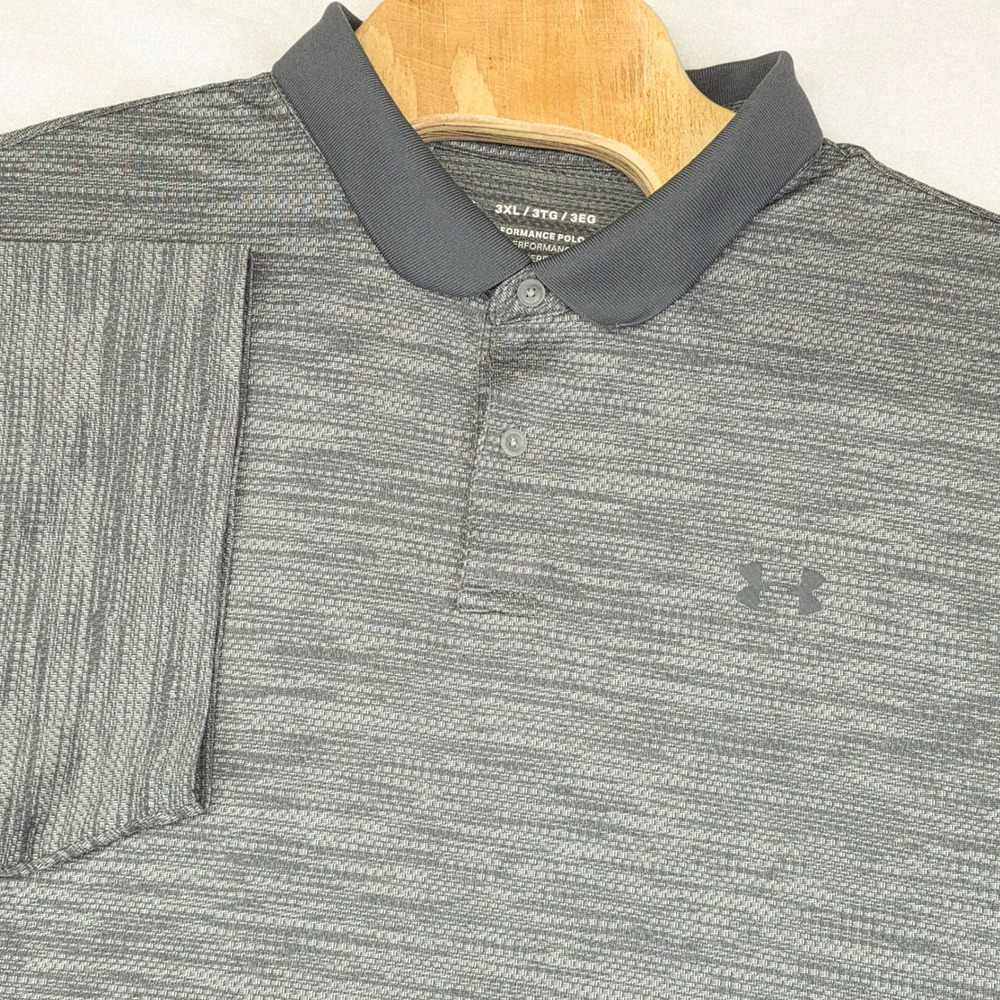 Under Armour Performance Polo Men 3XL Grey Space Dye Textured Short Sleeve Shirt